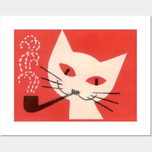 Cat with a Pipe - 1960s Czechoslovakian Matchbook Posters and Art